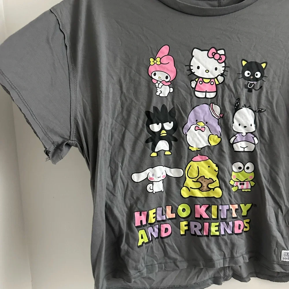 Hello Kitty Grey/Multi Distressed Short Sleeve Sleep T-Shirt. Size M(8-10) - Picture 2 of 11